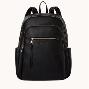 Poppy & Peonies Black Detour Backpack with Gold Accents